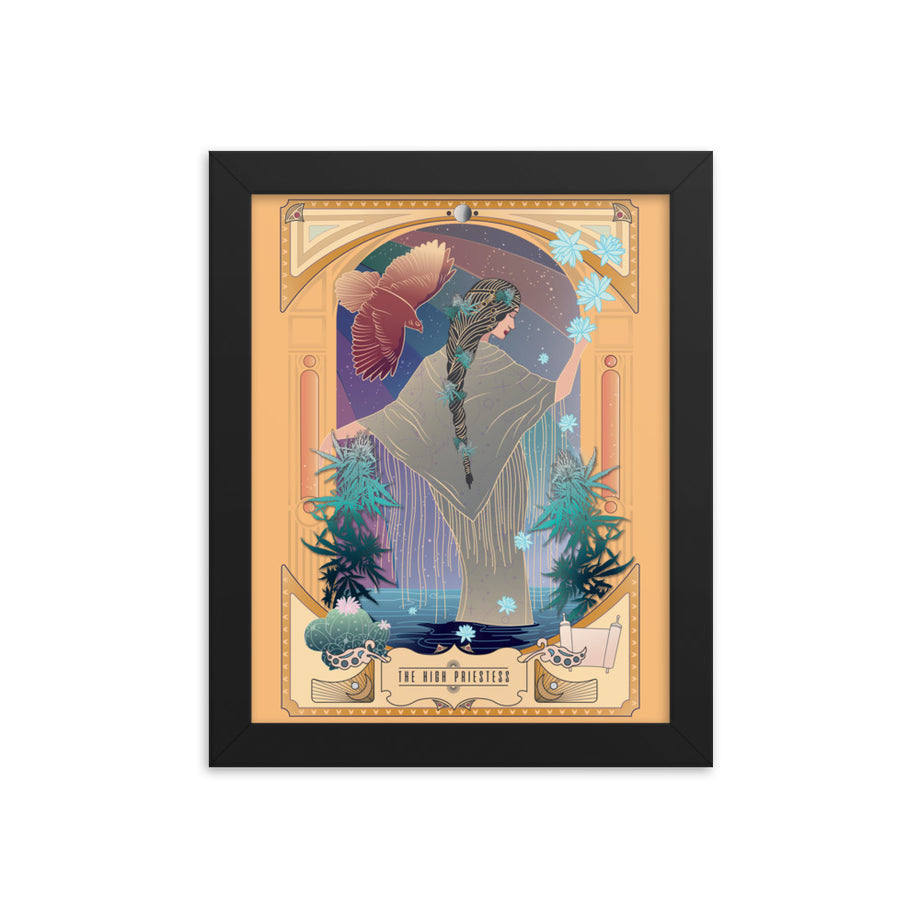 The High Priestess • Oracle of the Green Rose Framed Wall Art